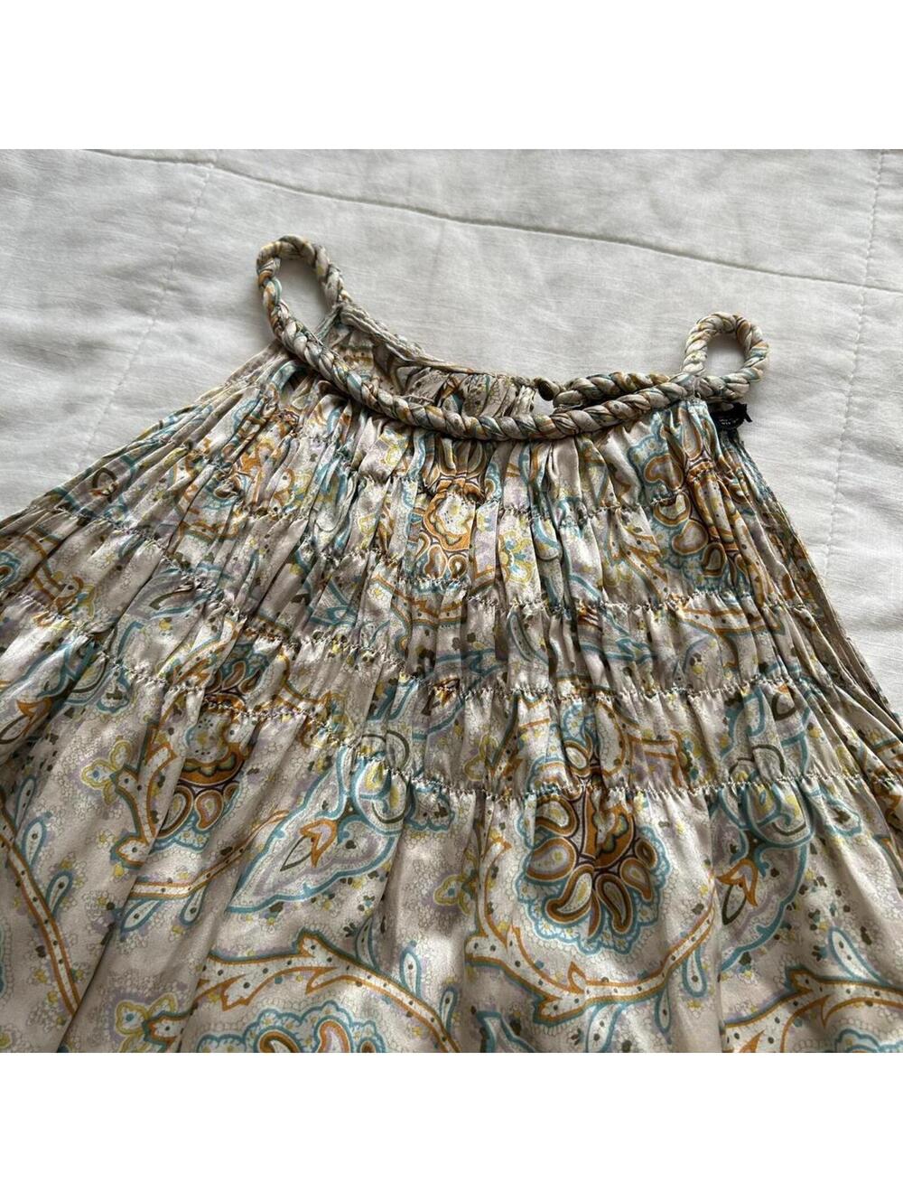 Zara Multicolor Silk Floral Paisley Mini Dress Twisted Strap Medium - Picture 5 of 8